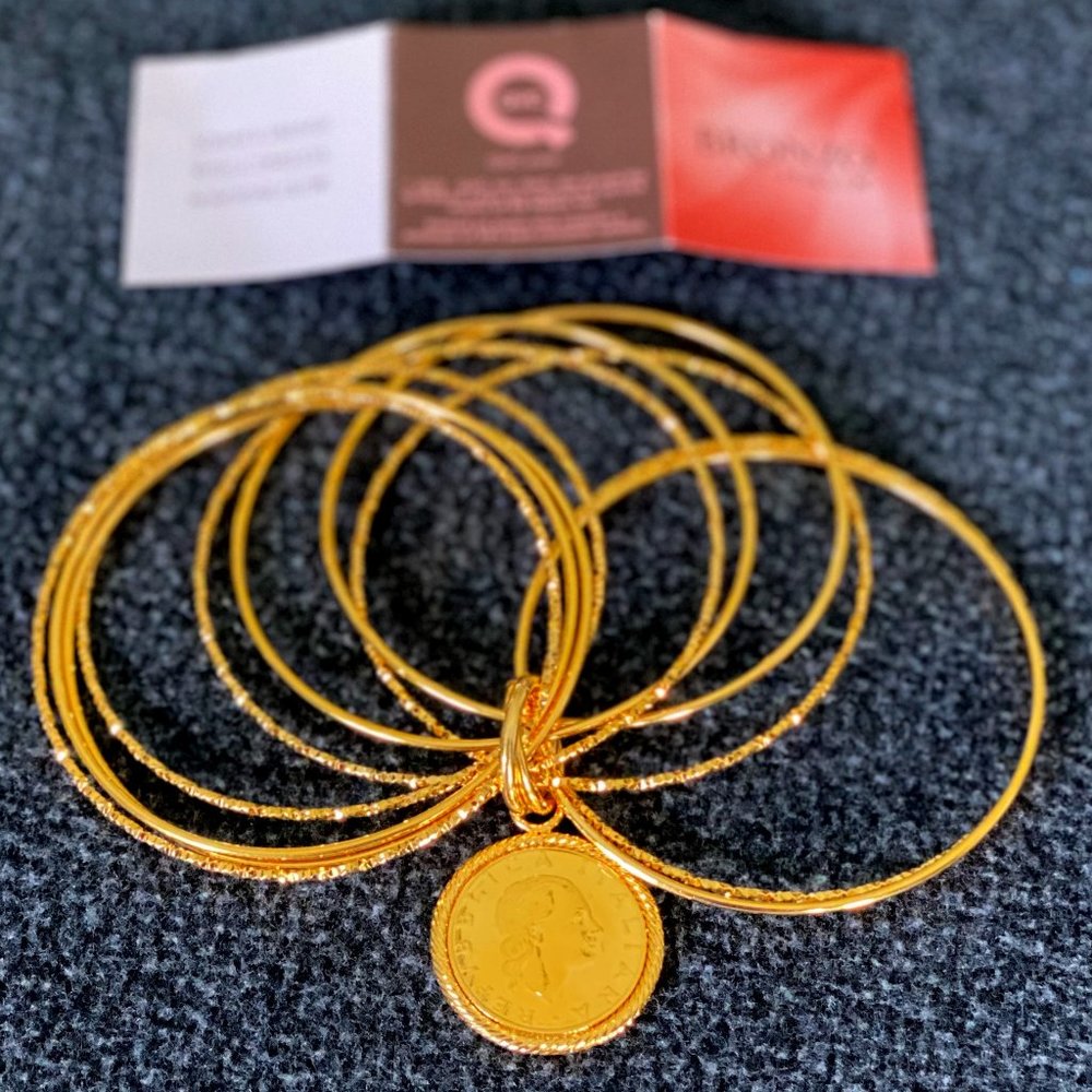 BRONZO Italia Rosetone Bronze Multi-Bangle Bracelet and Coin